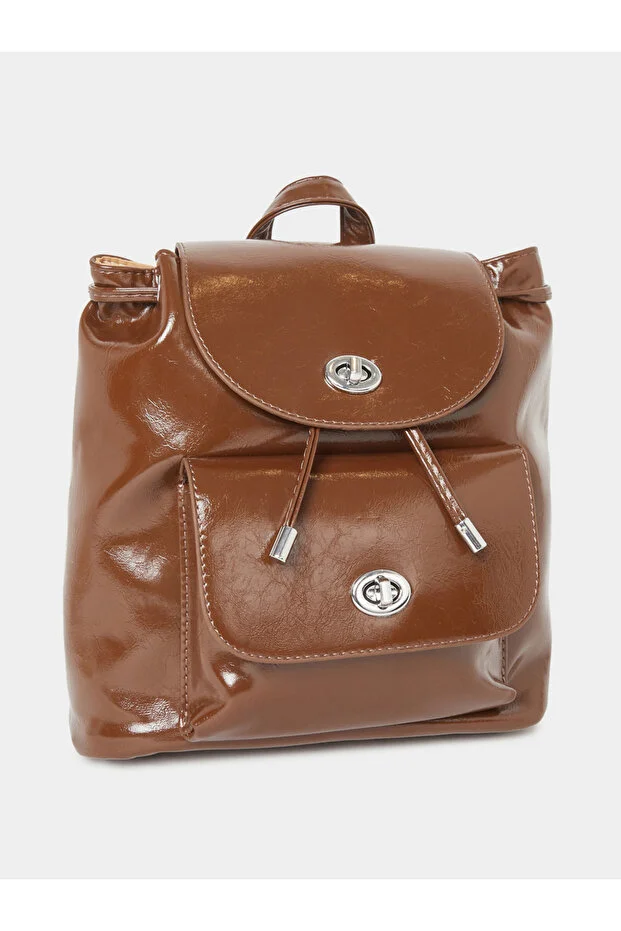 Styli Brown Flap Pocket Detail Backpack